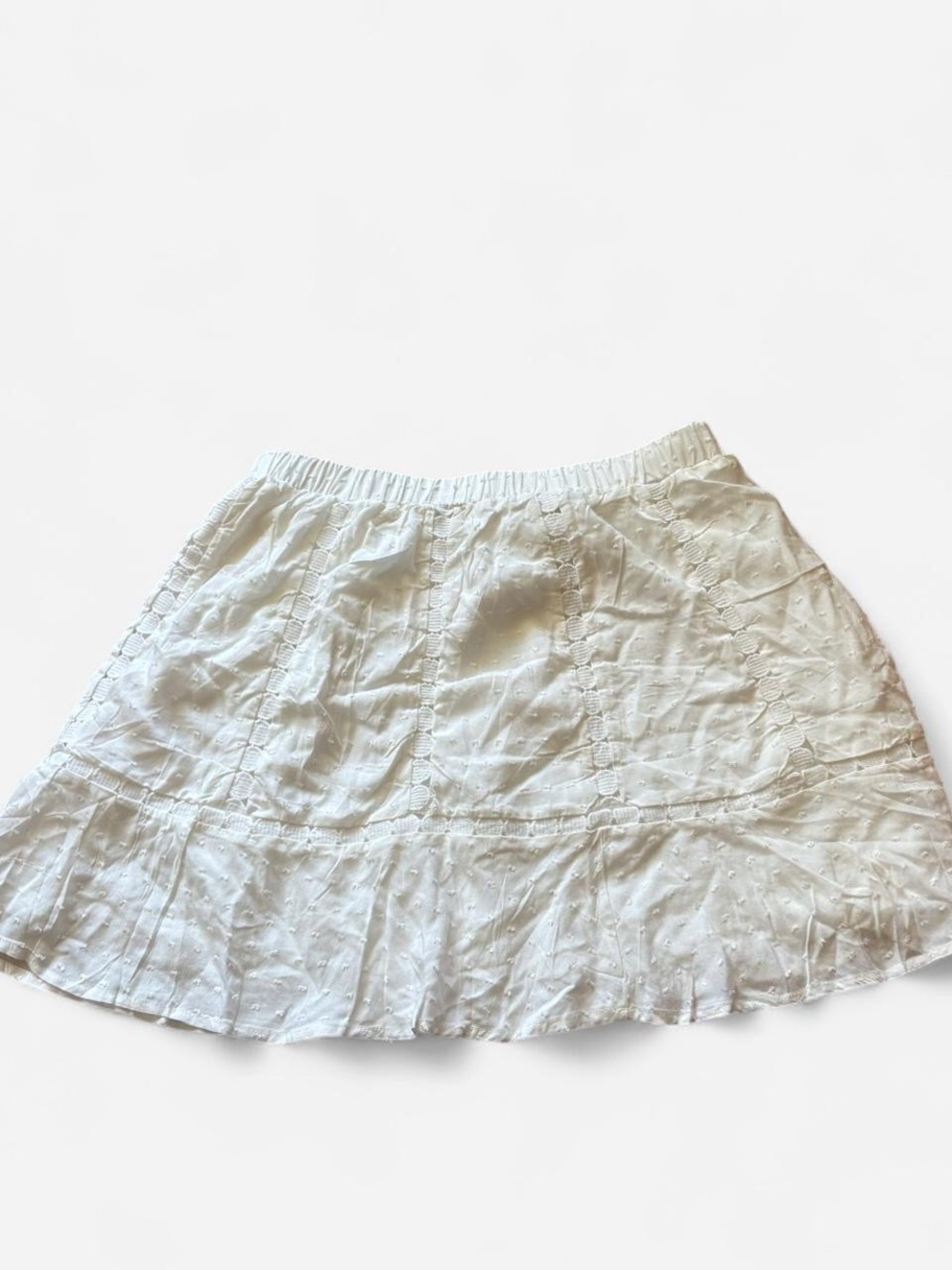Women's White Eyelet Tiered Mini Skirt - Picture 2 of 3